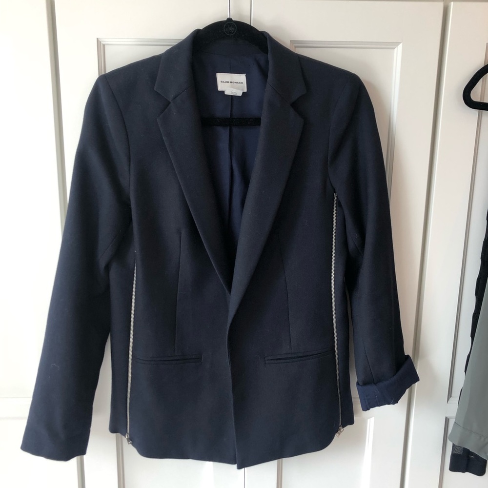 Club Monaco Side Zipper Blazer - Navy - 4